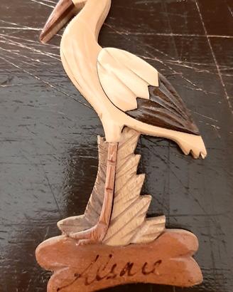 Cicogna Alsazia in legno