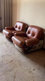 Set divano e poltrone pelle maculata e vera pelle