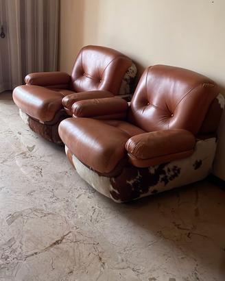 Set divano e poltrone pelle maculata e vera pelle