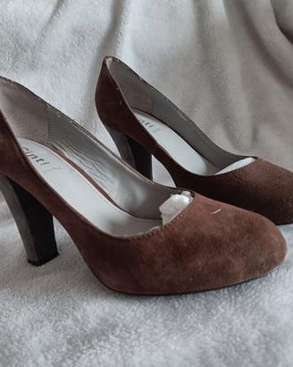 Décolleté scamosciate marroni, tacco alto  tg 37