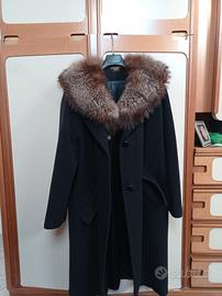 cappotto donna con collo in pelliccia sintetica 