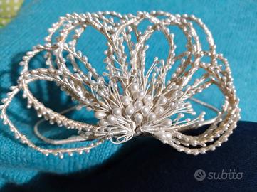 Cerchietto Diadema Vintage Anni 60 Da Sposa Con Pe