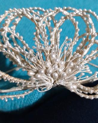 Cerchietto Diadema Vintage Anni 60 Da Sposa Con Pe