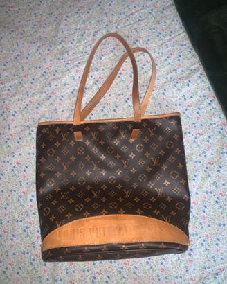 LV tote bag monogram canvas and leather trim