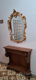 Consolle classica legno e specchio dorato