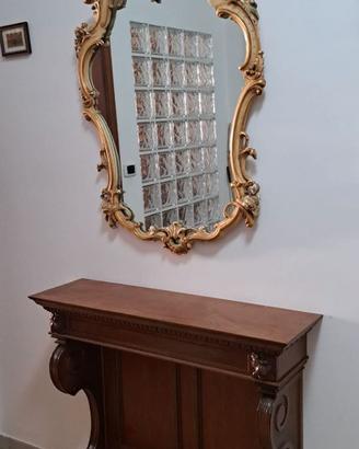 Consolle classica legno e specchio dorato