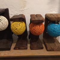 Lampade artigianali in legno e spago – rustiche