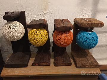Lampade artigianali in legno e spago – rustiche