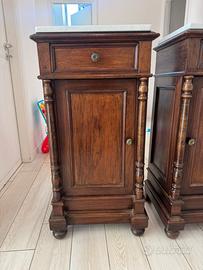 Comodini antichi marmo e legno noce primi 900