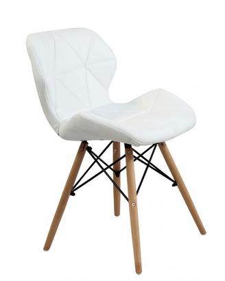 Sedia Design Ecopelle Legno Senza Braccioli Bianco