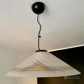 Lampadario vintage anni ’70 in vetro conico