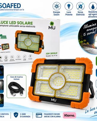 Faretto LED Solare Portatile MU con Magnete – 20W