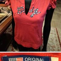 Top Original Marines con volant ,scollo a V,cotone