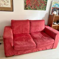 Divano 2 posti velluto rosso