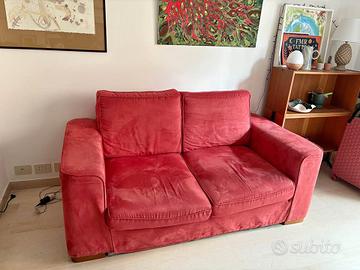 Divano 2 posti velluto rosso