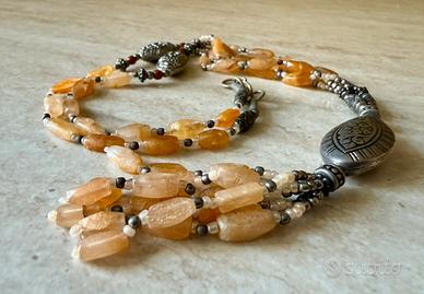 Collana ambra ed argento
