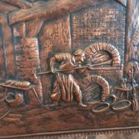 Immagine pizzaiolo  cesellato su foglio di rame