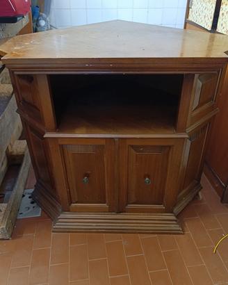 Mobiletto antico in legno angolare