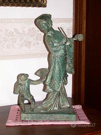Scultura in bronzo a cera persa - dama giapponese
