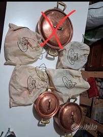 lotto padelle ballarin in rame e ottone