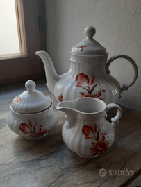 Set porcellana teiera, zuccheriera, bricco