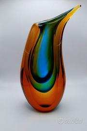 Elegante vaso vintage in vetro sommerso di Murano