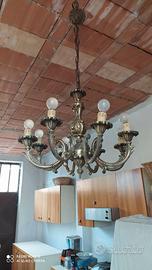 lampadario vintage ottone