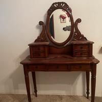 Specchiera consolle trucco in legno