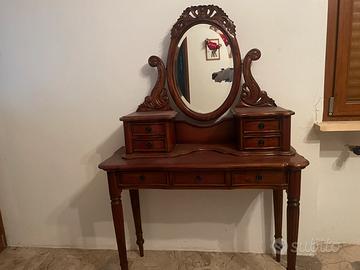 Specchiera consolle trucco in legno