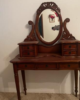 Specchiera consolle trucco in legno