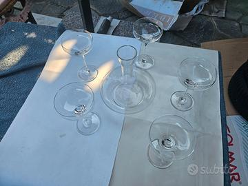 Set 5 bicchieri cristallo con decanter