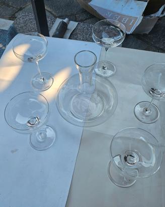 Set 5 bicchieri cristallo con decanter