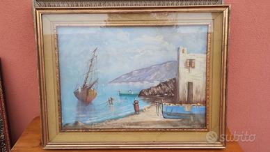 Quadro olio su tela cornice in legno