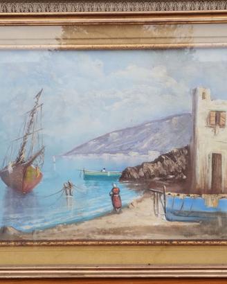 Quadro olio su tela cornice in legno