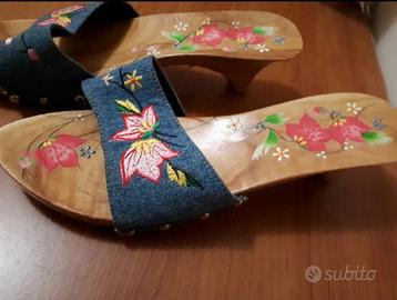 sandali denim in legno n39