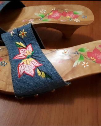 sandali denim in legno n39