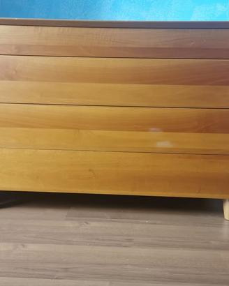 Cassettiera in Legno Chiaro con 4 Cassetti - Stile