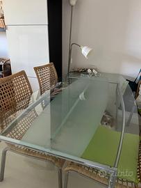 Tavolo vetro e acciaio