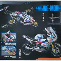 Kit 2 in 1 moto/astronave in mattoncini stile Lego