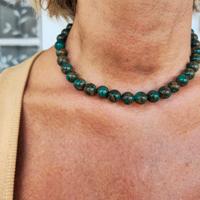 collanina perle quarzo verde oro