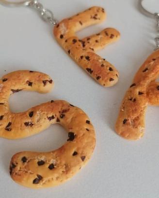 Portachiavi con lettera biscotto personalizzabile 