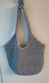 Borsa a rete uncinetto argento 