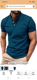 POLO ELEGANTE BLU CON COLLO ALLA COREANA 