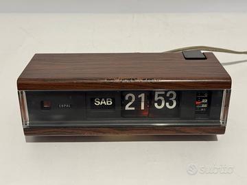 Orologio flip clock COPAL anni 70 woodgrain Japan