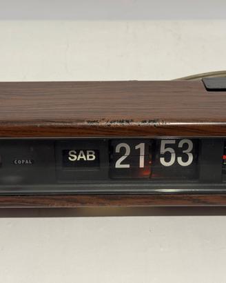 Orologio flip clock COPAL anni 70 woodgrain Japan