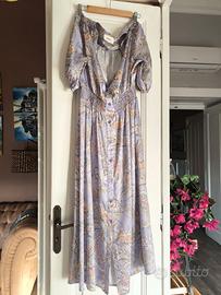 Vicolo Abito Lungo Lilla con Fantasia Paisley