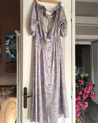 Vicolo Abito Lungo Lilla con Fantasia Paisley
