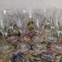 Antico servizio 12 PZ in cristallo con decorazione