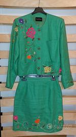 Completo misto lino con ricamo