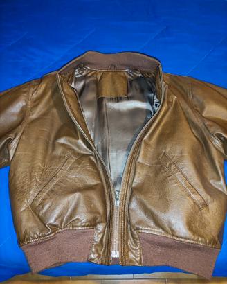 Giubbotto in pelle marrone stile bomber